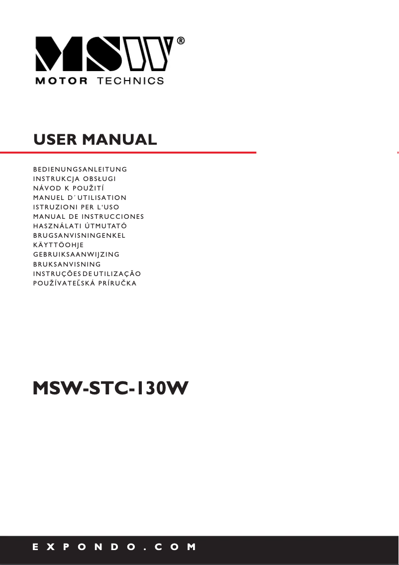Page n°1 - Manuel utilisateur MSW MSW-STC-130W