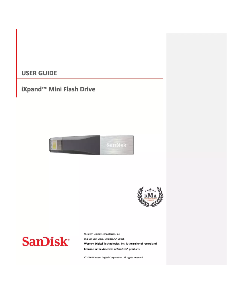 Page n°1 - Manuel utilisateur Sandisk iXpand Mini