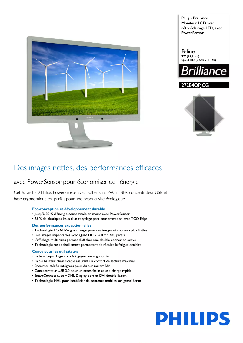 Page n°1 - Fiche technique Philips Brilliance 272B4QPJCG