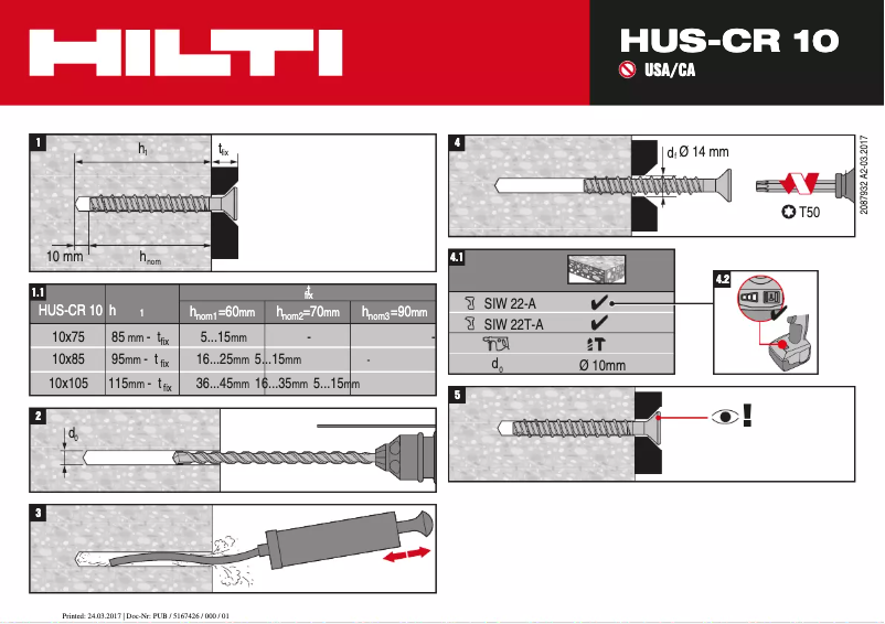 Imagen de la primera página del manual del dispositivo HUS-CR 10
