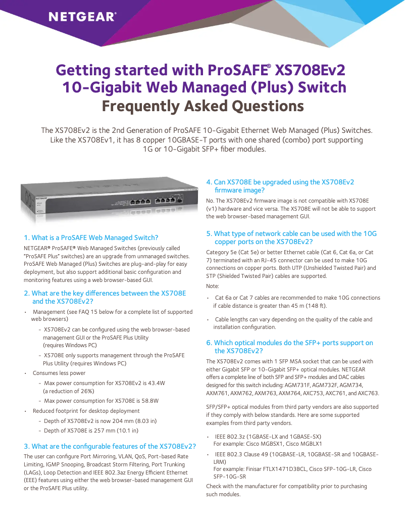 Page n°1 - FAQ Netgear XS708Ev2