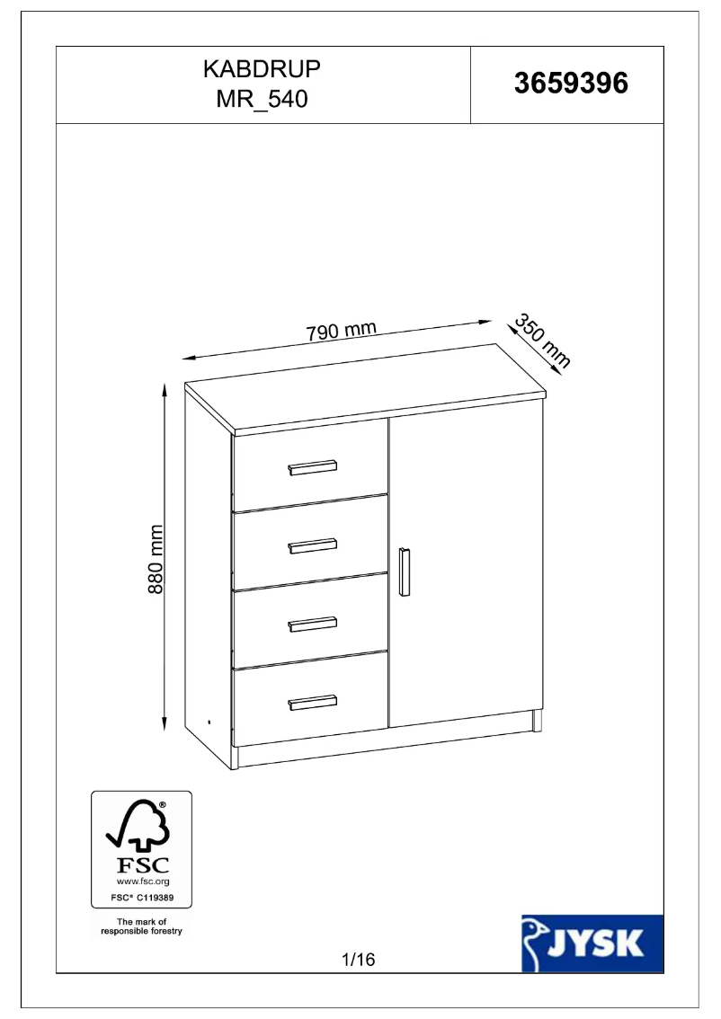 Page 1 de la notice Manuel utilisateur JYSK Kabdrup (79x88x35)