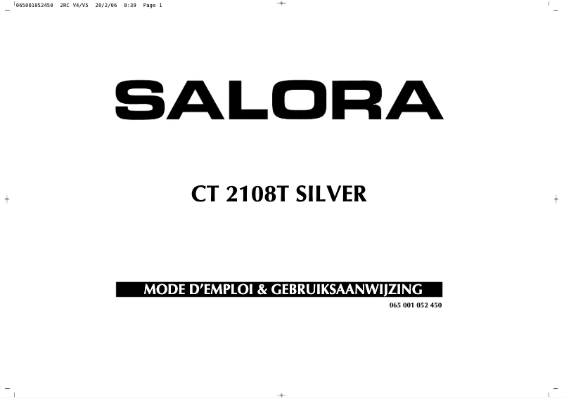 Page 1 de la notice Manuel utilisateur Salora CT-2108T