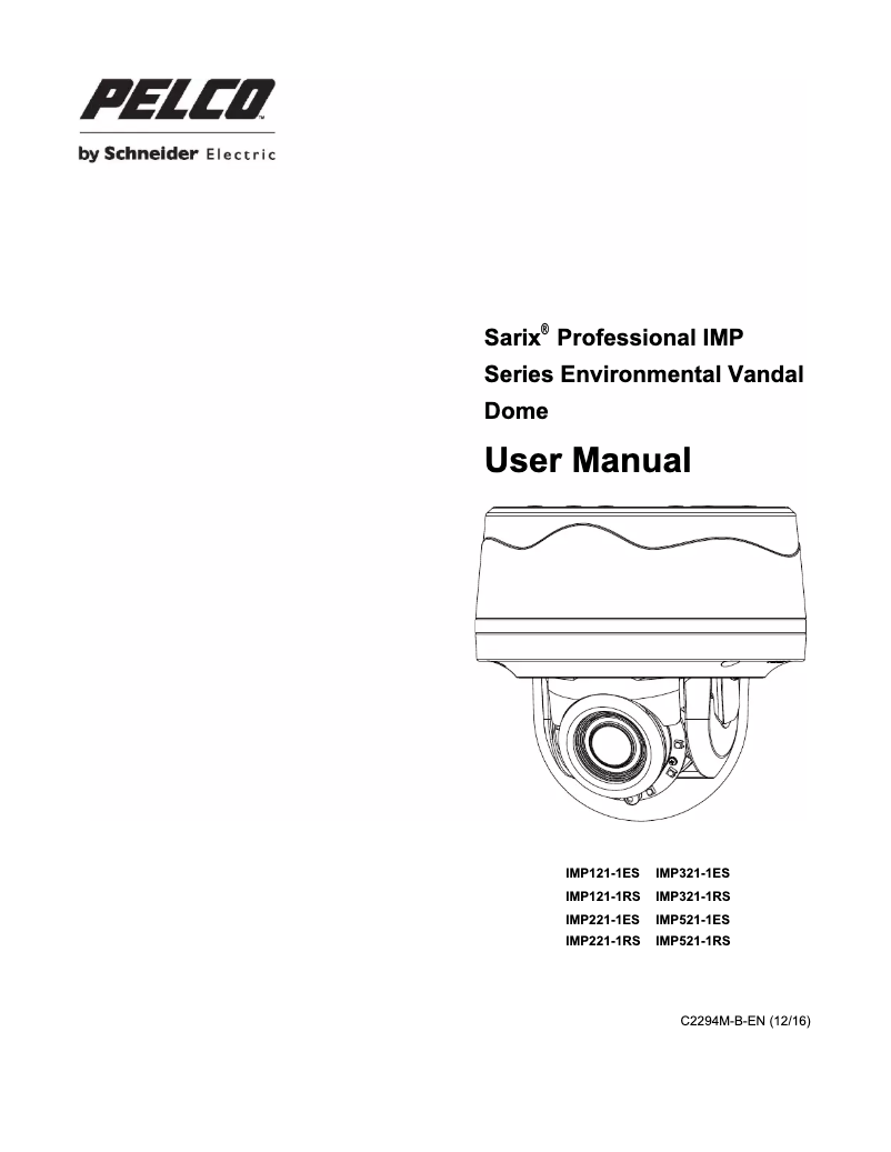 Page 1 de la notice Manuel utilisateur Pelco Sarix Professional IMP221-1RS