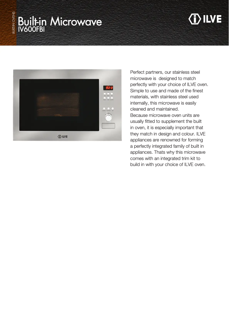 Page n°1 - Fiche technique Ilve IV600FBI