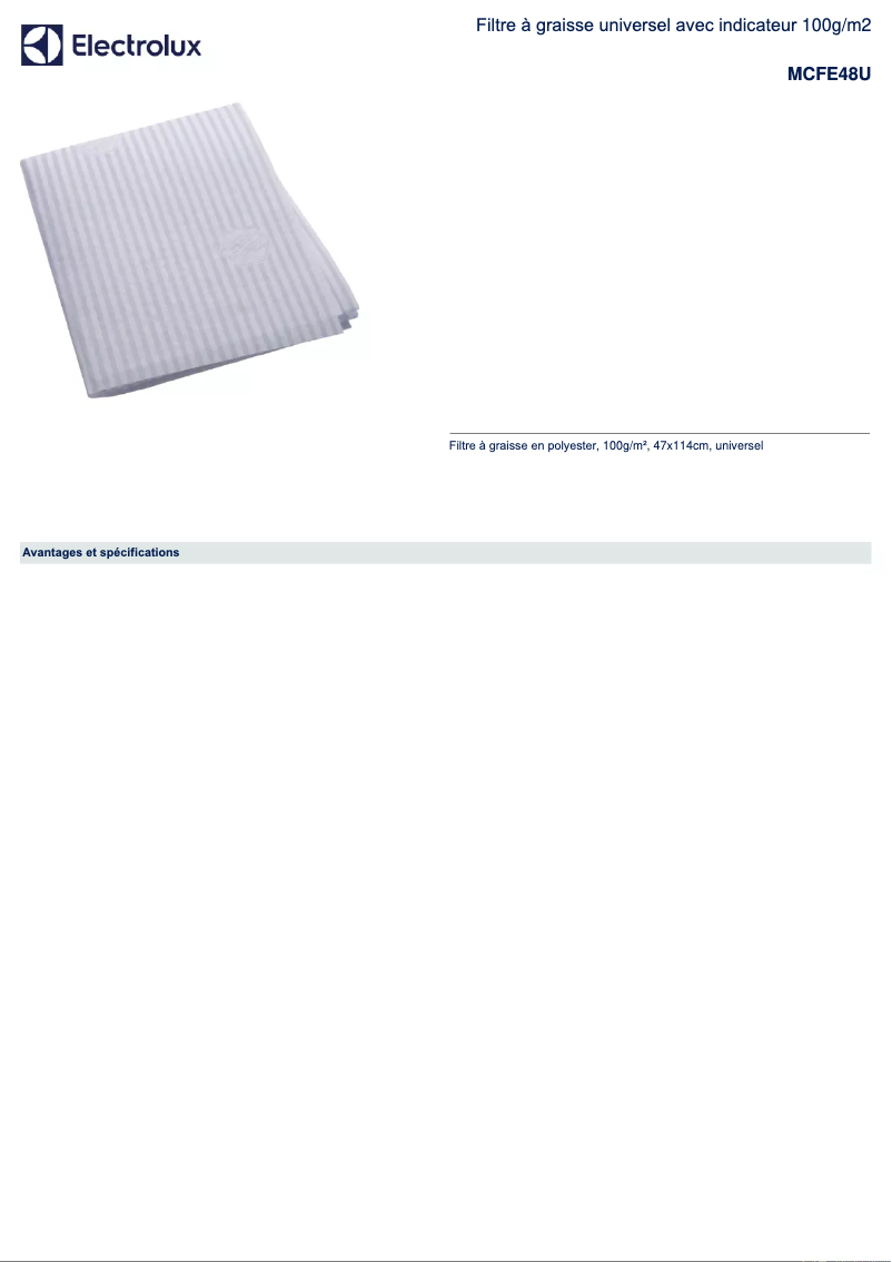 Page 1 de la notice Manuel utilisateur AEG MCFE48U