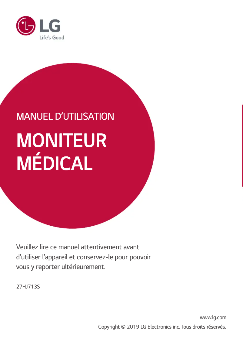 Page n°1 - Manuel utilisateur LG 27HJ713S