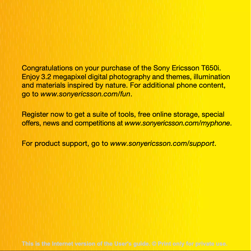 Page 1 de la notice Manuel utilisateur Sony Ericsson T650