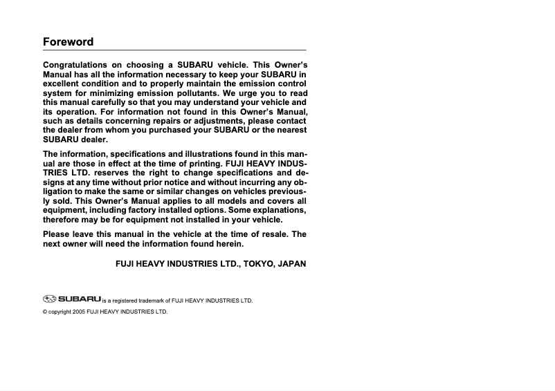 Image de la première page du manuel de l'appareil Legacy (2006)