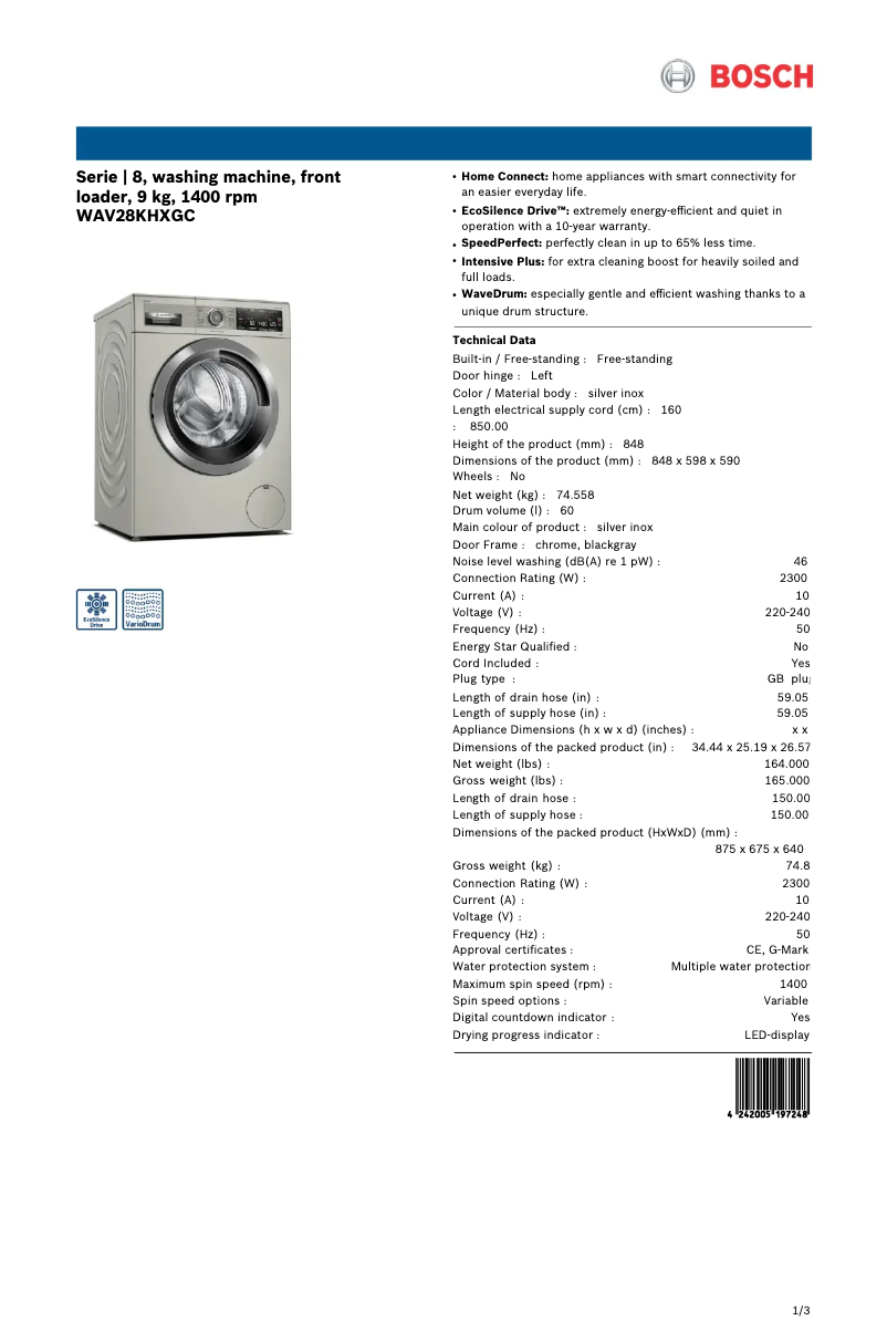 Imagen de la primera página del manual del dispositivo WAV28KHXGC