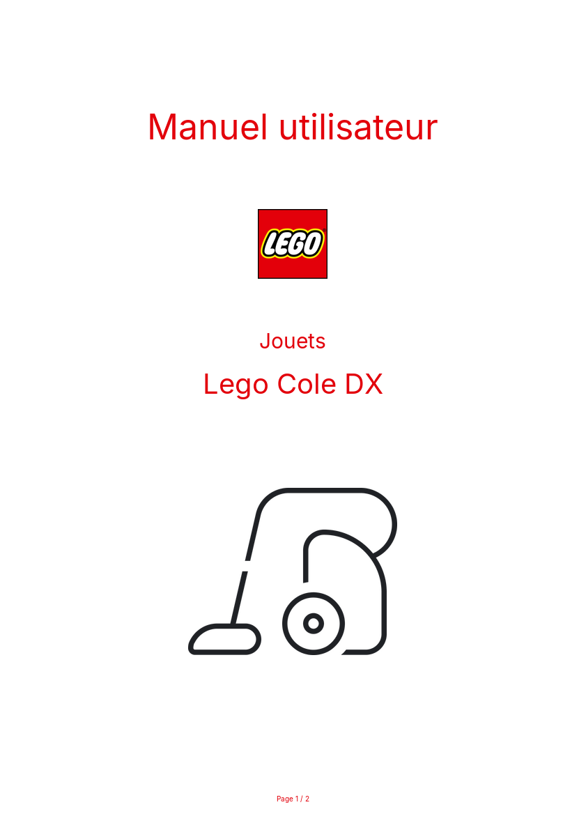 Page n°1 - Manuel utilisateur Lego Cole DX