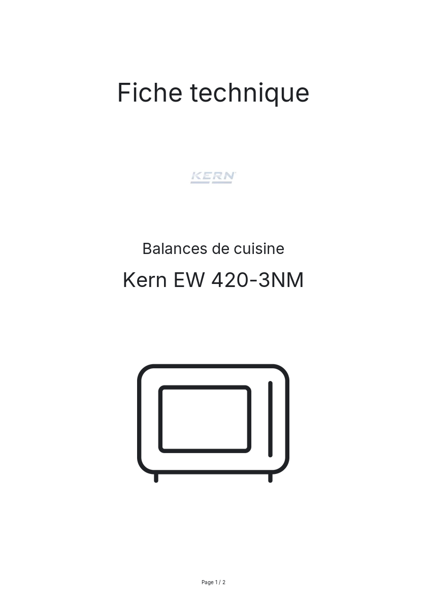Page n°1 - Fiche technique Kern EW 420-3NM
