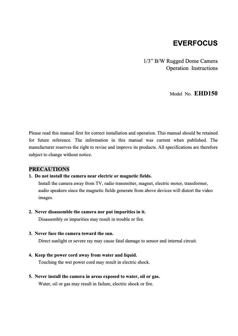 Image de la première page du manuel de l'appareil EHD150