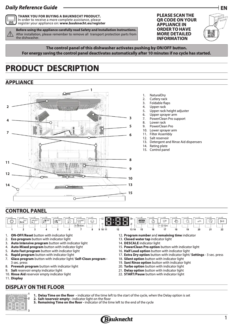 Page 1 de la notice Manuel utilisateur Bauknecht B7I HF60 TUS