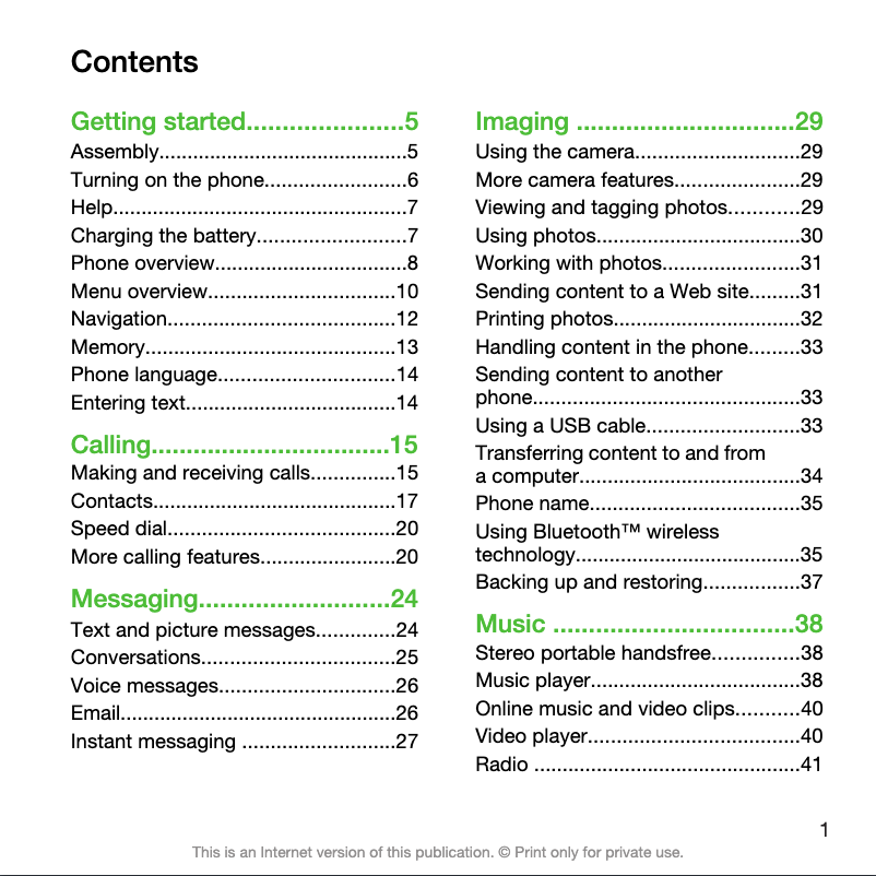 Page 1 de la notice Manuel utilisateur Sony Ericsson Equinox TM717