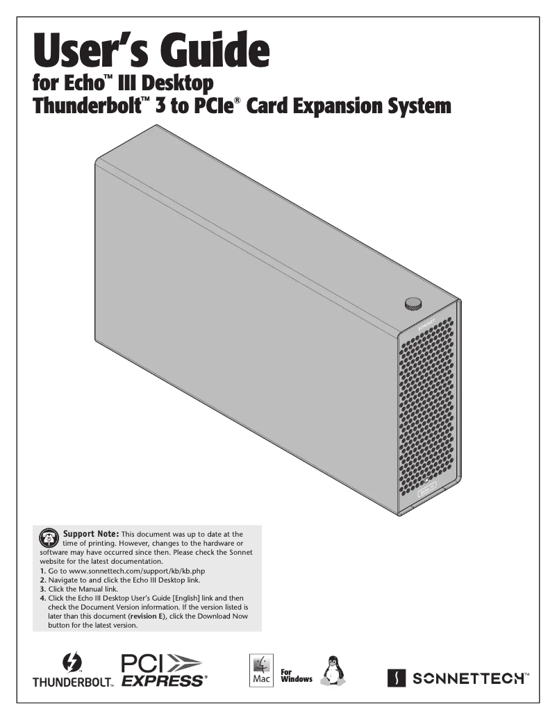 Página 1 del manual Manual de usuario Sonnet Echo III Desktop