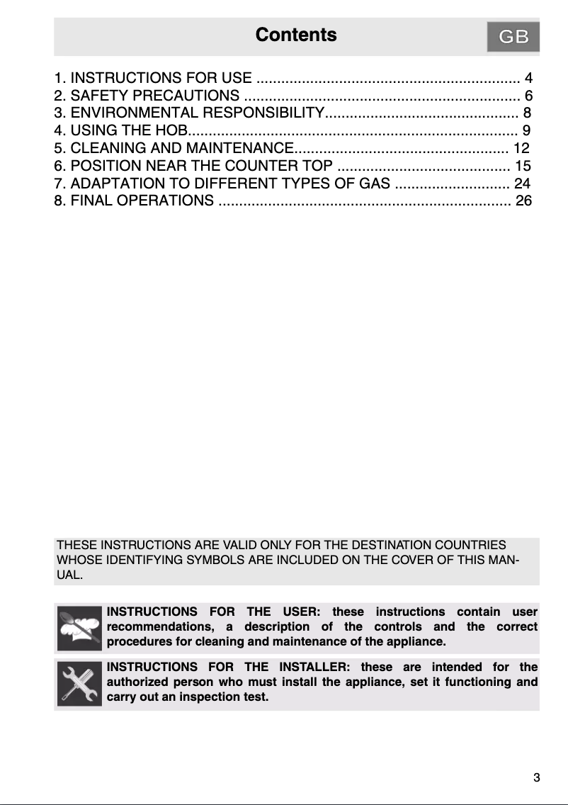 Page 1 de la notice Manuel utilisateur Smeg PGA95-4