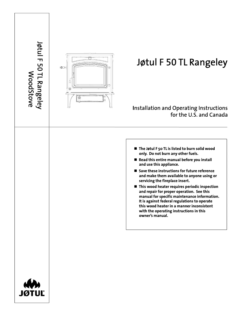 Page n°1 - Manuel utilisateur Jøtul F 50 TL Rangeley