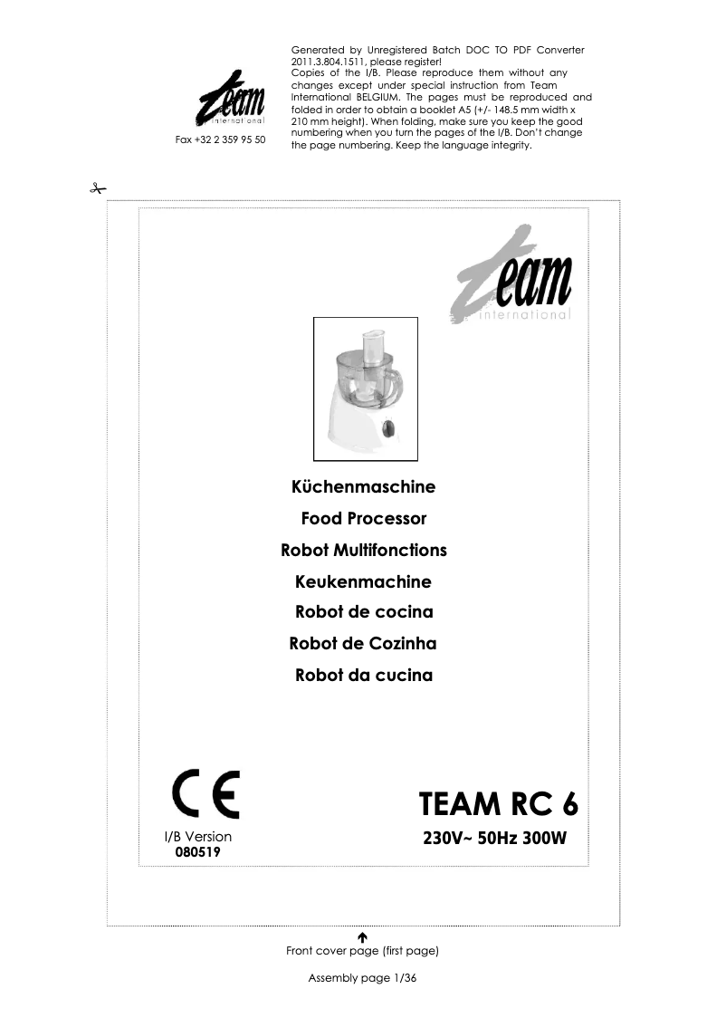 Page 1 de la notice Manuel utilisateur Team RC 6