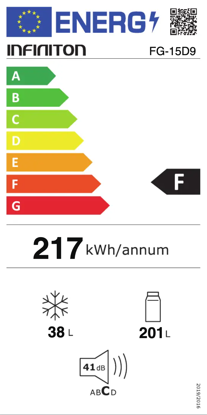 Page 1 de la notice Label énergétique Infiniton FG-15D9