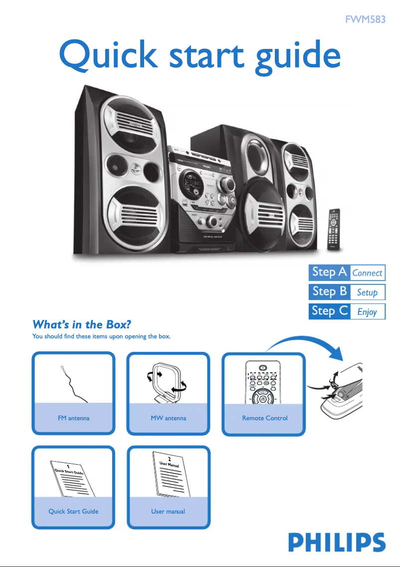 Page n°1 - Guide de démarrage rapide Philips FWM583
