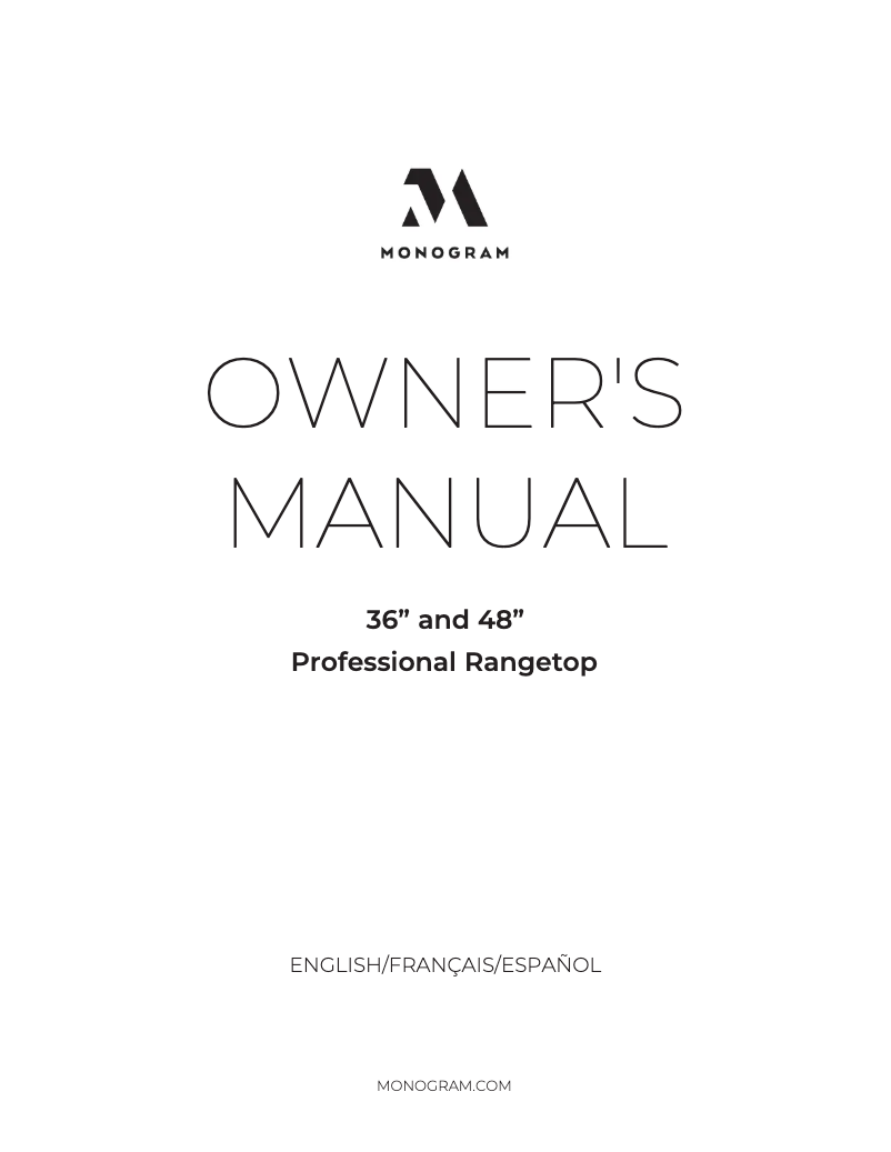 Page n°1 - Manuel utilisateur Monogram ZGU366NTSS