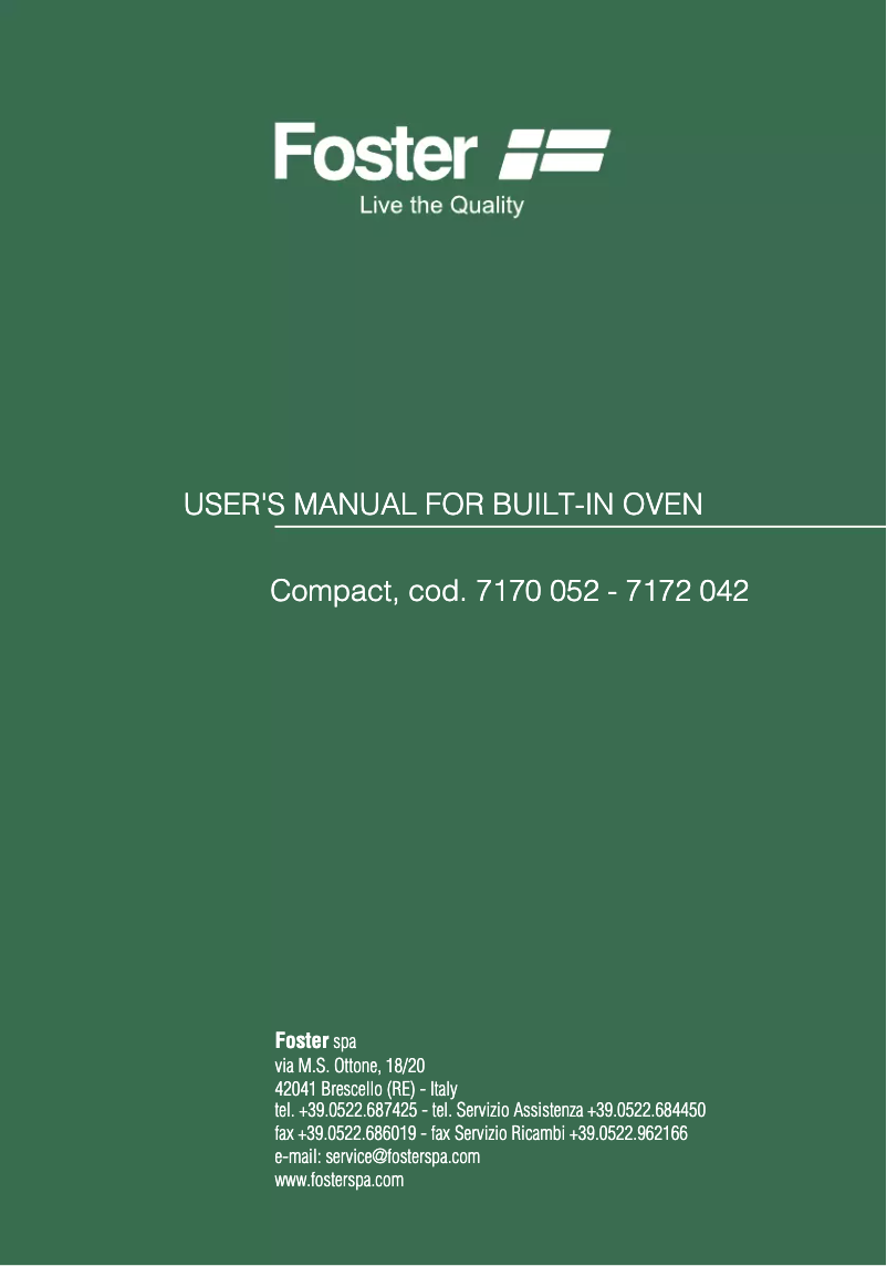 Page 1 de la notice Manuel utilisateur Foster 7170 052