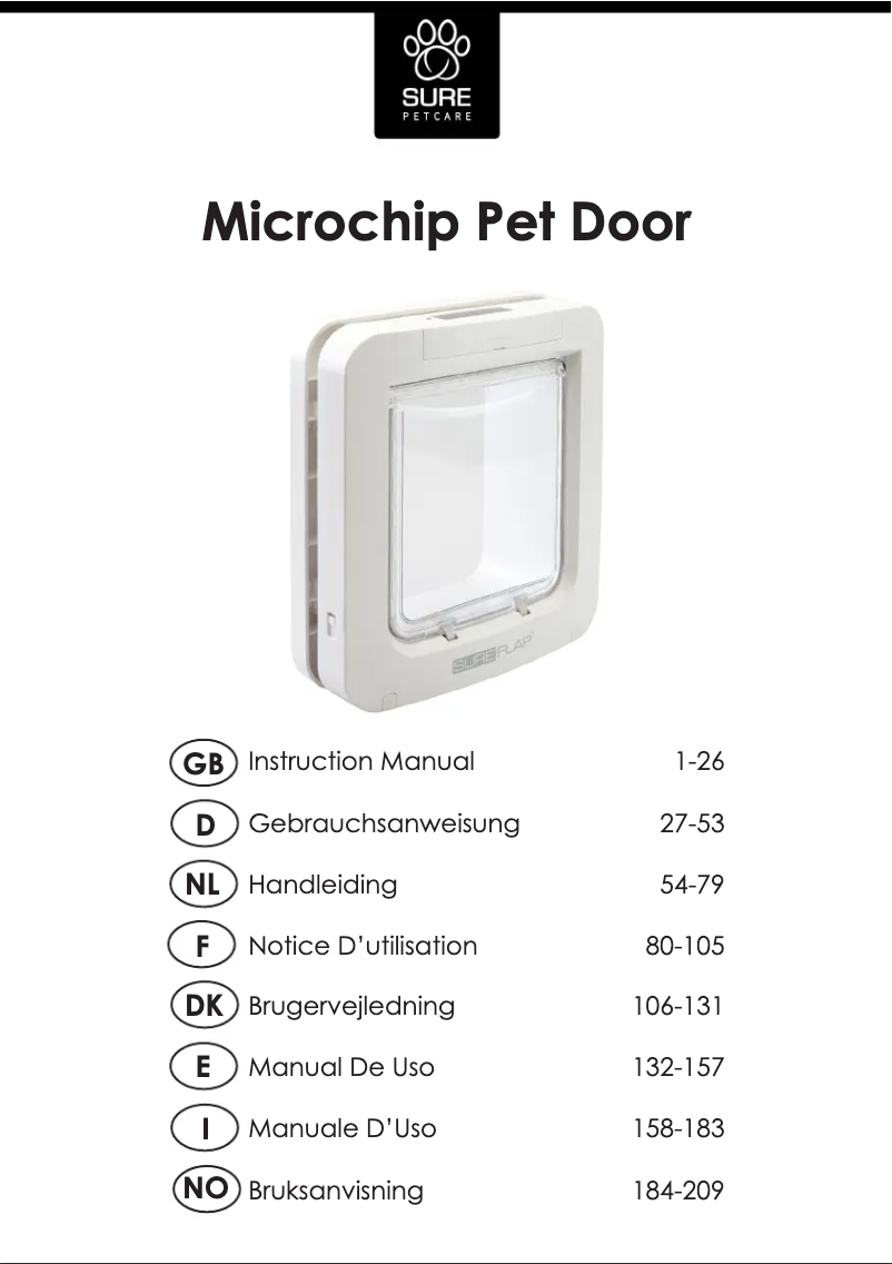 Page n°1 - Manuel utilisateur Sure Petcare SureFlap Microchip XL