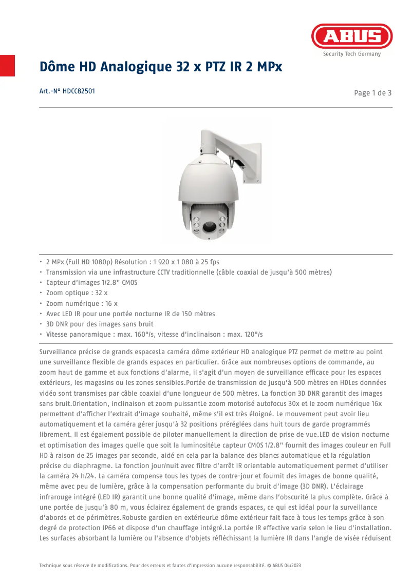 Image de la première page du manuel de l'appareil HDCC82501