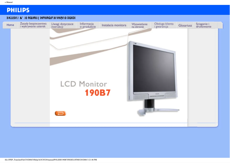Page n°1 - Manuel utilisateur Philips 190B7CS