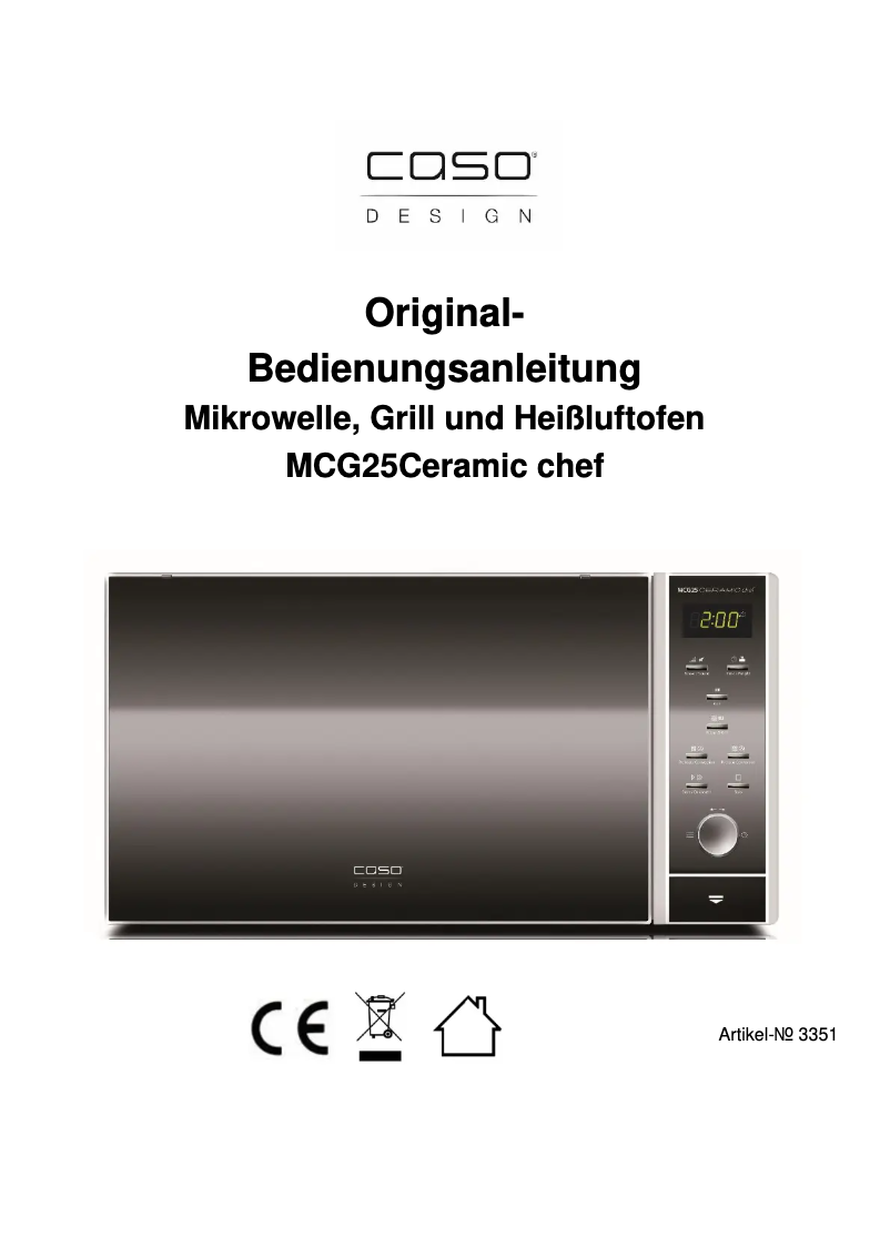 Page 1 de la notice Manuel utilisateur Caso MCG 25 Ceramic chef