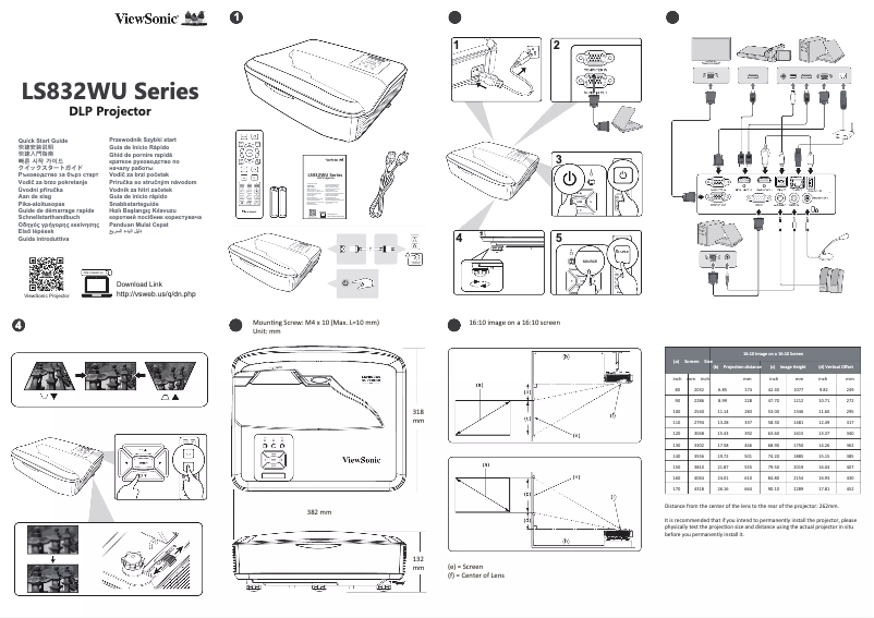 Page 1 de la notice Guide de démarrage rapide Viewsonic LS832WU
