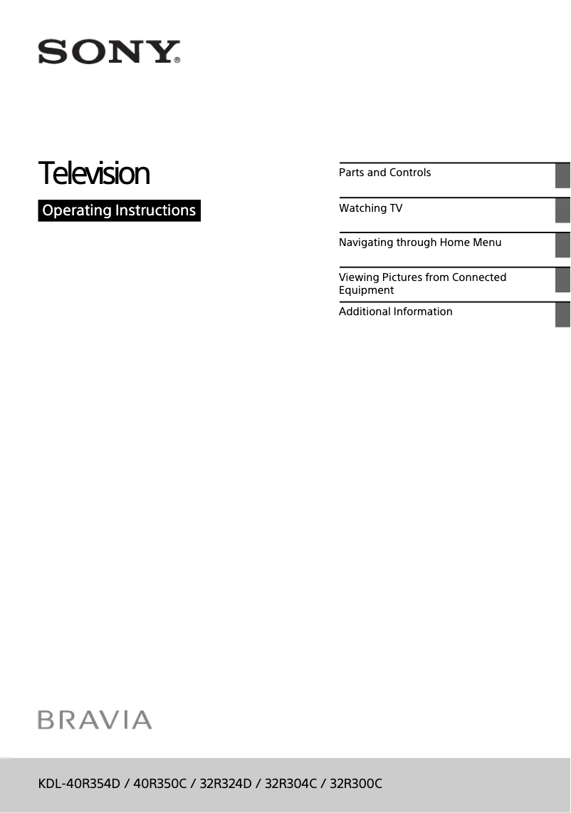 Page n°1 - Manuel utilisateur Sony Bravia KDL-32R324D