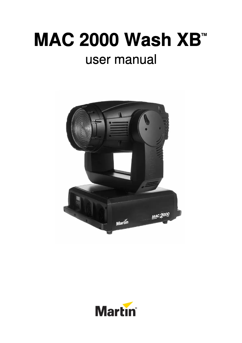 Page 1 of the manual User Manual Martin MAC 2000 Wash XB
