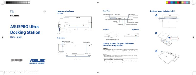 Page 1 de la notice Manuel utilisateur Asus PRO Ultra Docking Station