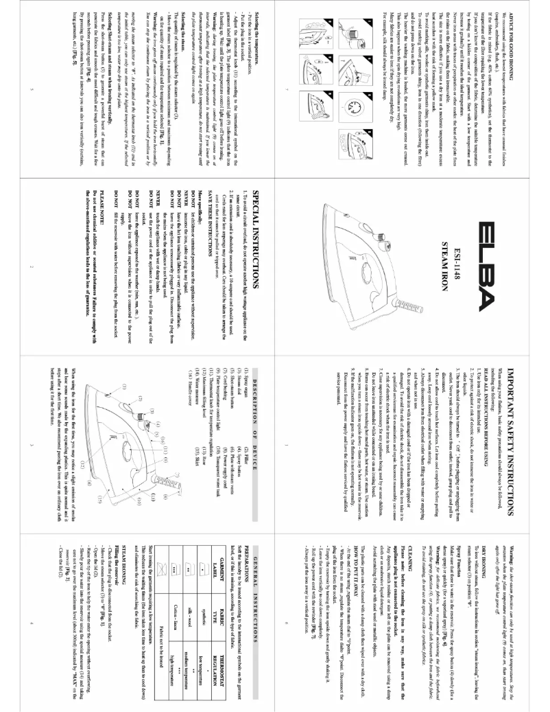 Image de la première page du manuel de l'appareil ESI-1148