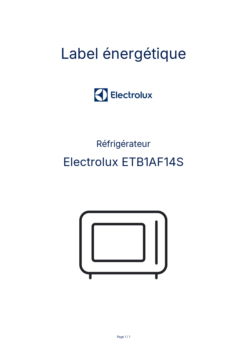 Image de la première page du manuel de l'appareil ETB1AF14S