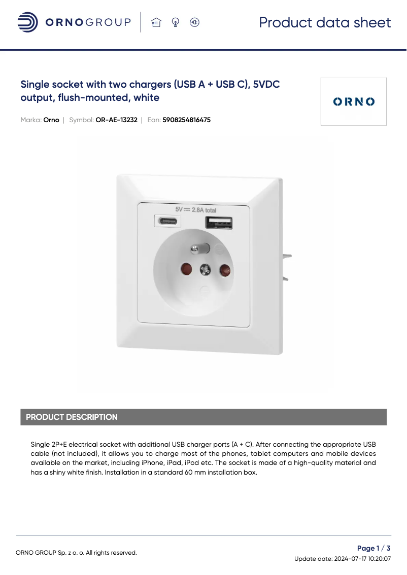 Image de la première page du manuel de l'appareil OR-AE-13232