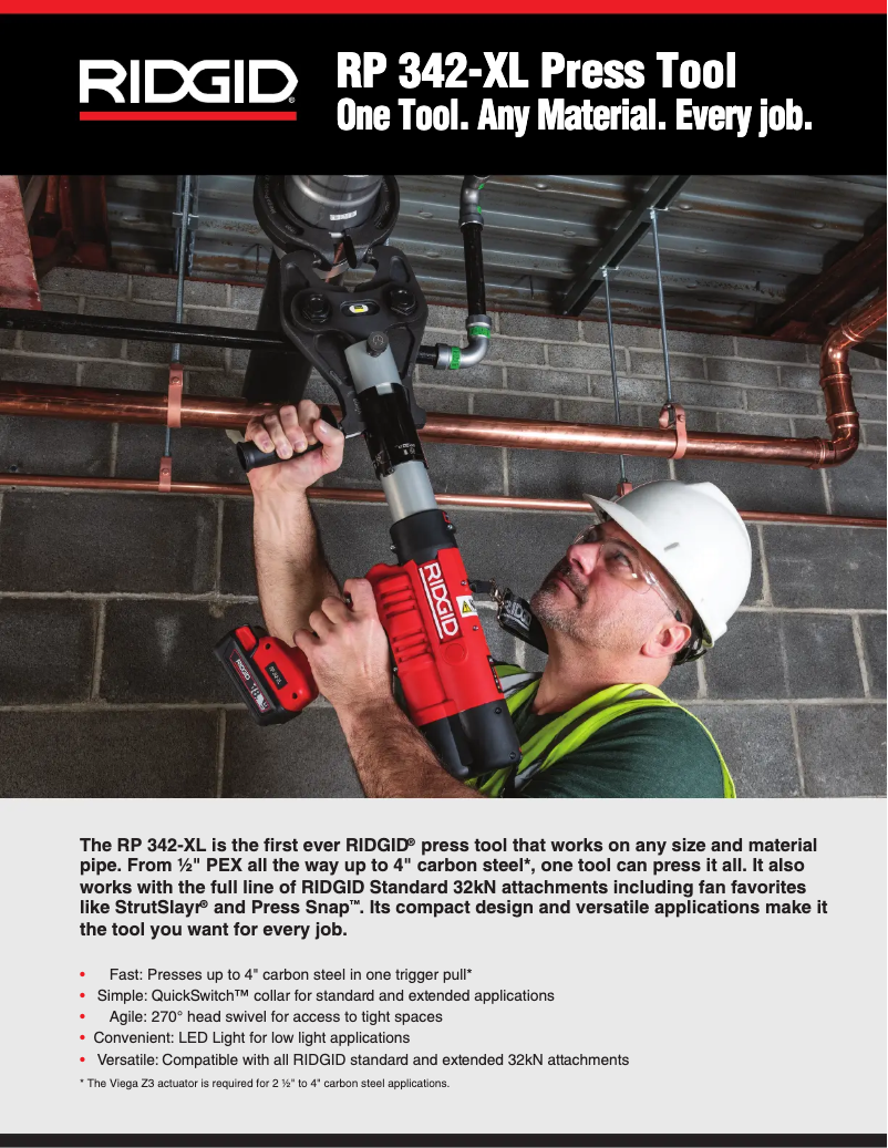 Page 1 de la notice Catalogue Ridgid RP 342-XL