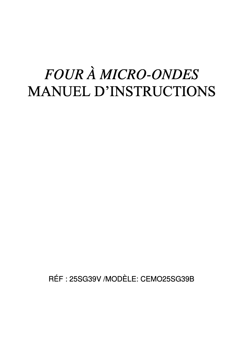 Página 1 del manual Manual de usuario Continental Edison CEMO25SG39B