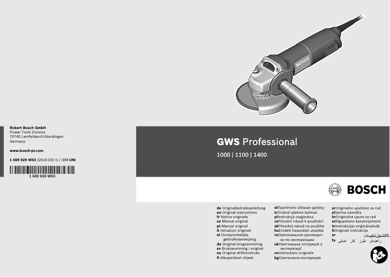 Página 1 del manual Manual de usuario Bosch GWS 1100 Professional