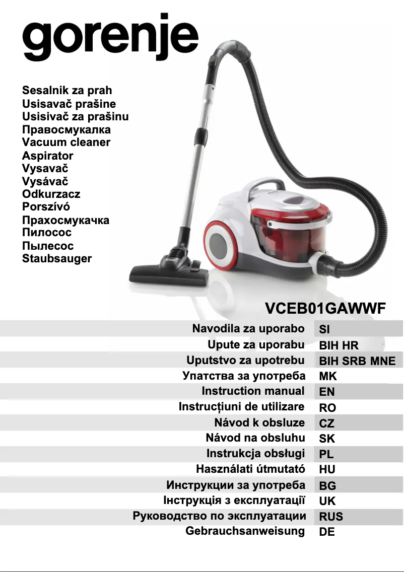 Page 1 de la notice Manuel utilisateur Gorenje VCEB01GAWWF