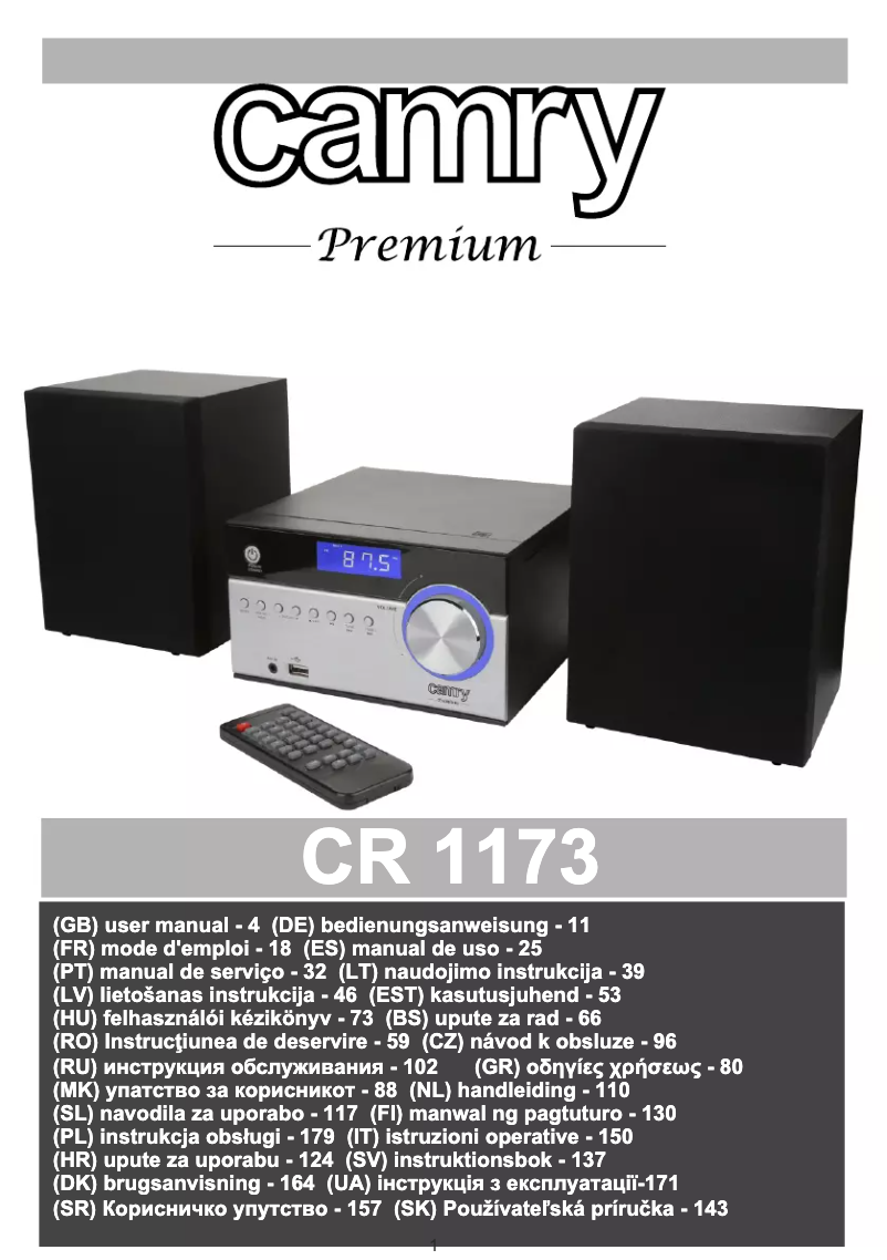 Page 1 de la notice Manuel utilisateur Adler CR 1173