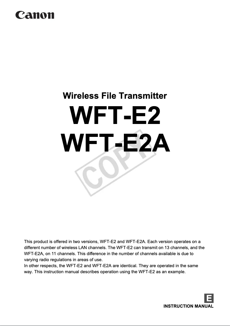 Image de la première page du manuel de l'appareil WFT-E2A