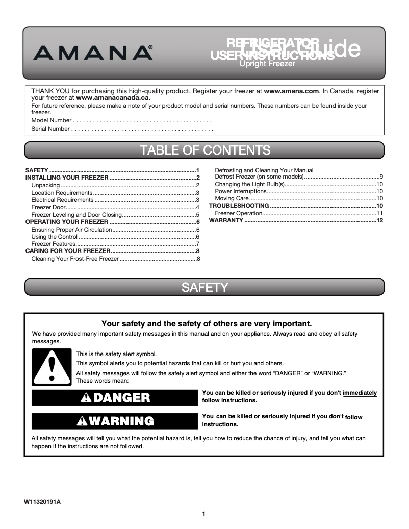 Página 1 del manual Manual de usuario Amana AZF33X16DW