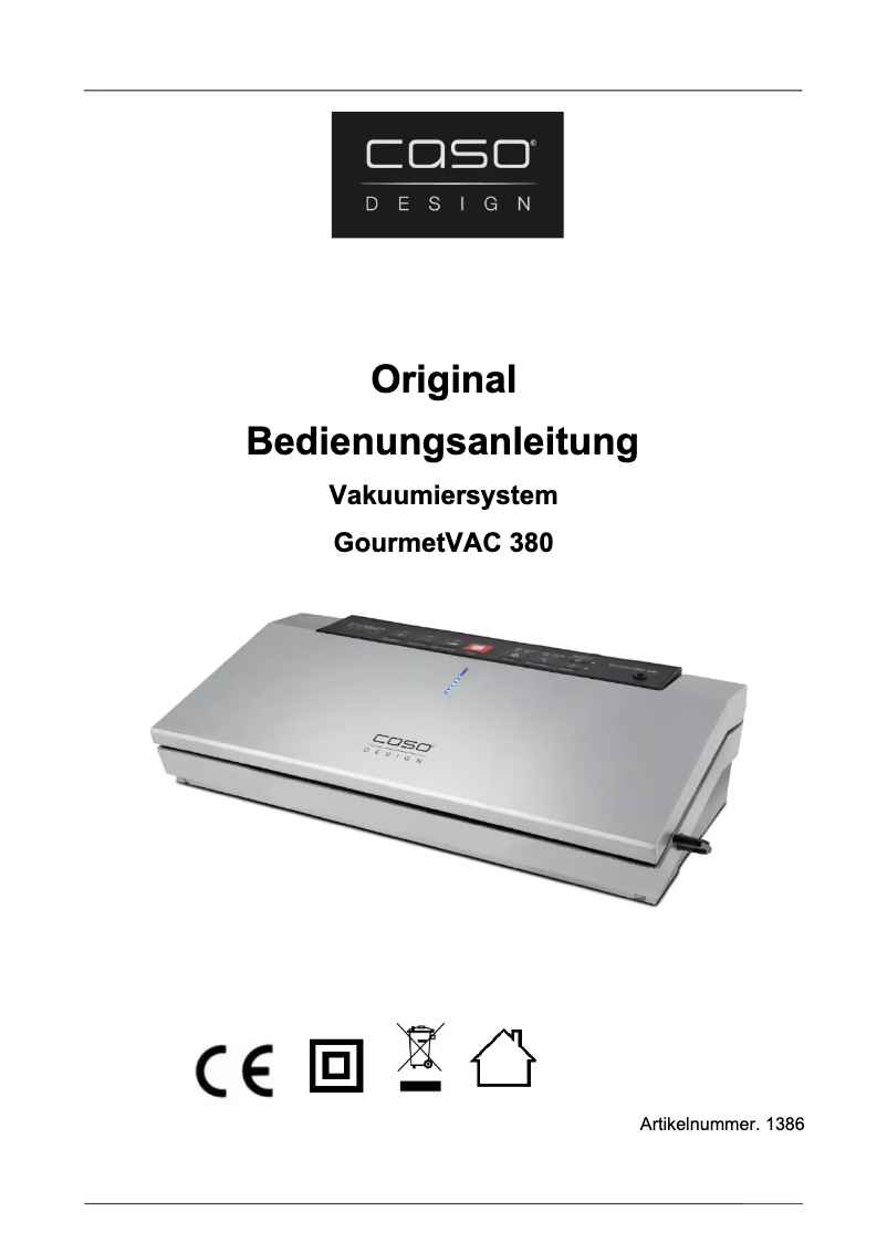 Image de la première page du manuel de l'appareil GourmetVAC 380