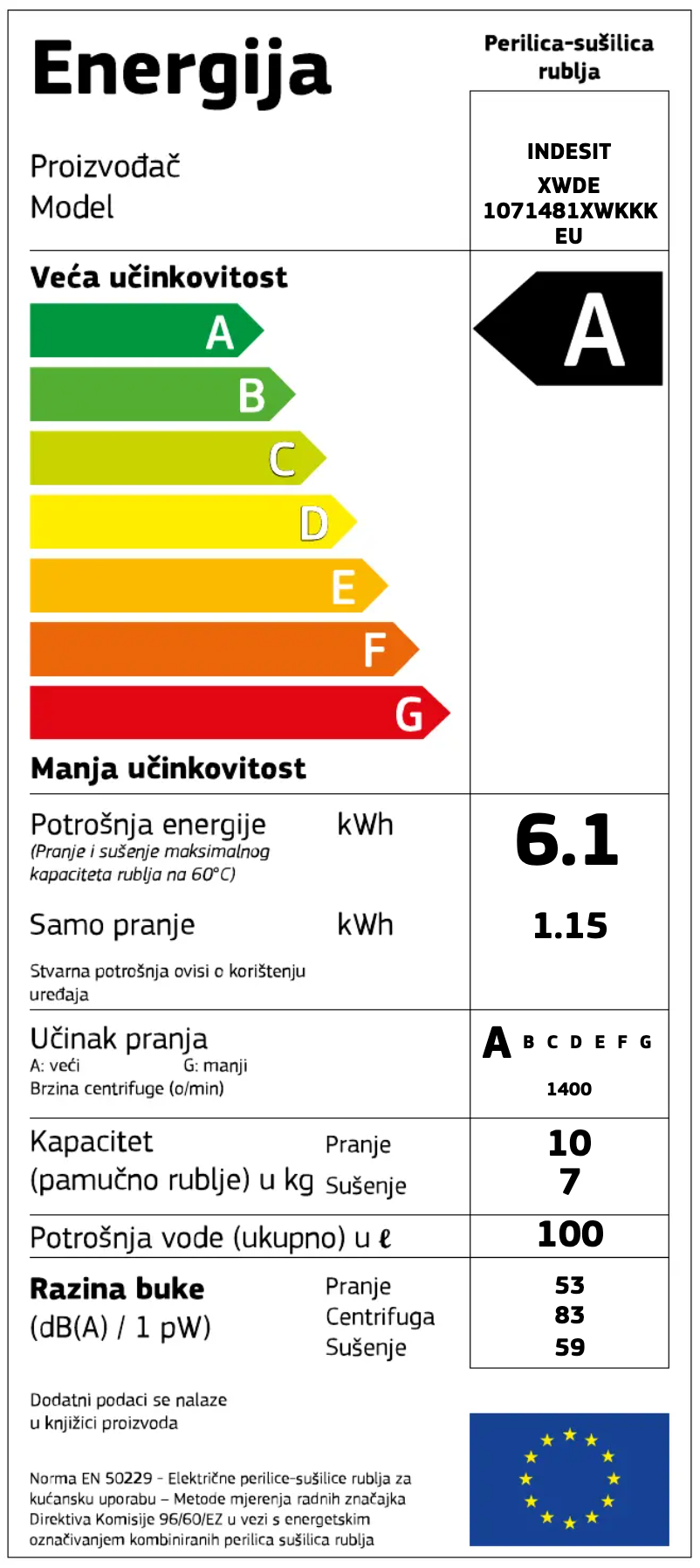 Image de la première page du manuel de l'appareil XWDE 1071481XWKKK EU