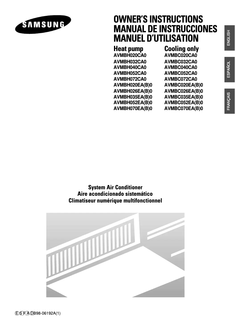 Page 1 de la notice Manuel utilisateur Samsung AVMBH035EA4