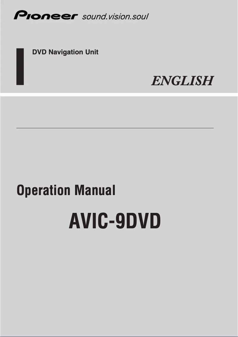 Page 1 de la notice Manuel utilisateur Pioneer AVIC-9 DVD