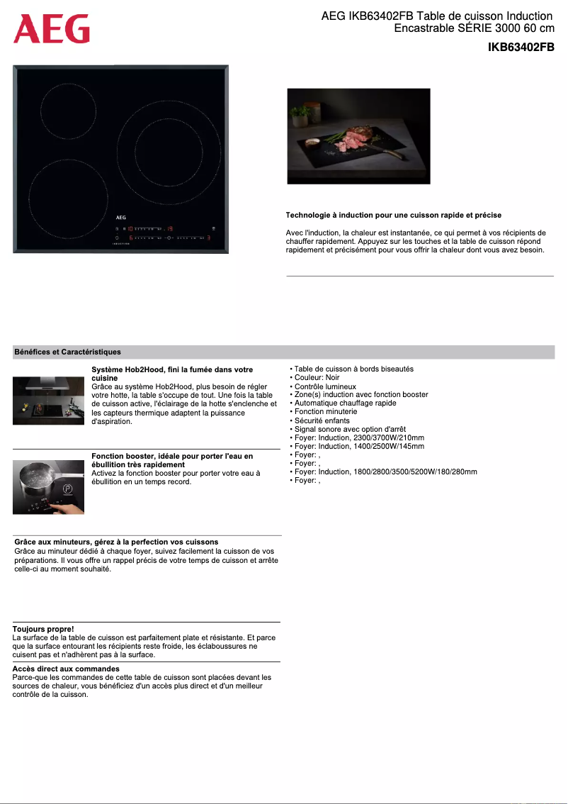 Page n°1 - Fiche technique AEG IKB63402FB